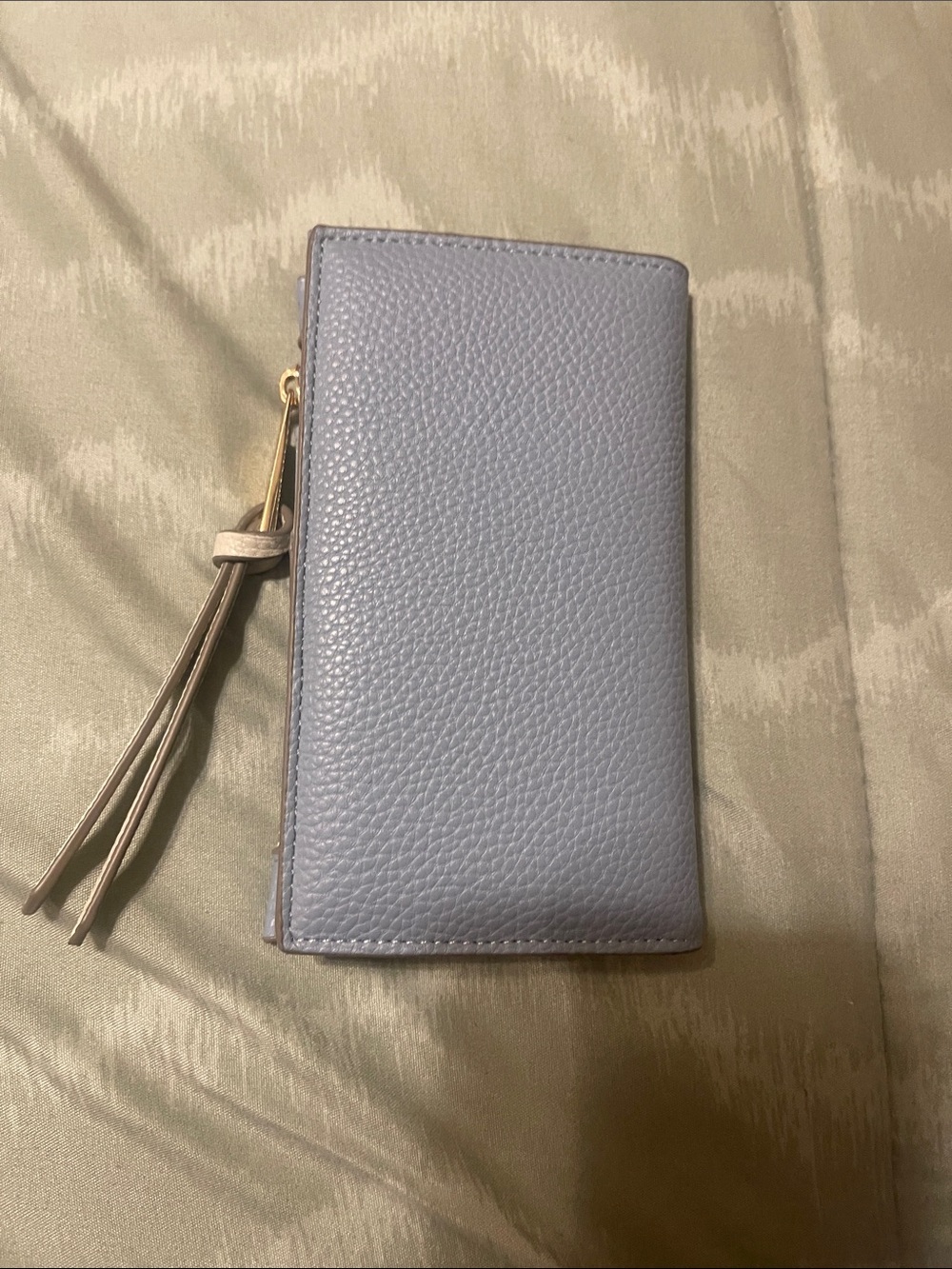 Nanette Lepore Blue and Cream Slim Leather Card Holder with Zip - Picture 3 of 4